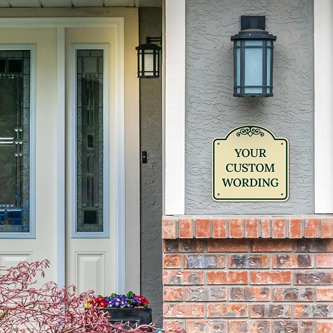 Custom Decorative Sign, Personalized Metal Sign for Business, Driveway, Home, Airbnb, Office Door Plaque, Ivory Sign, 8x8 Inches, ACM, Fade Resistant, Made in USA by Sigo Signs