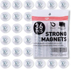 TOWON Rare Earth Magnets Large, Strong Magnets for Glass Whiteboard and Dry Erase Board, 36 Pieces Round Clear