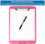 Think2Master [3 Pack] Pink Plastic Storage Clipboard. | 25% Heavier & Sturdier| Heavy Duty and Won’t Flex Like Other Brands (Compare The Weight). Storage Compartment Holds 150 Letter Sized Paper.