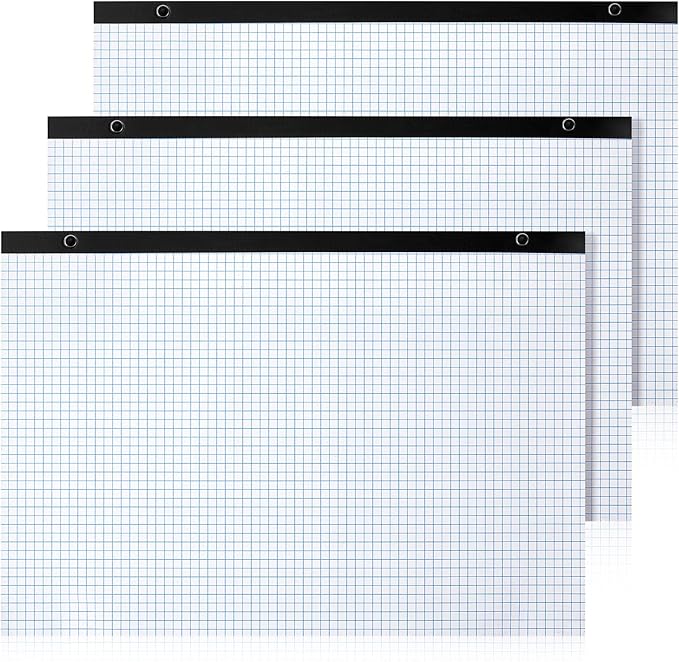 Fainne 3 Pcs Large Engineering Graph Paper Grid Graph Paper Pad Giant Drafting Pad Blueprint Sketching Graph Paper Engineer Architect Designer Mathematician Draftsman (Blue White,11x17inches)