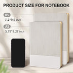 TSFPapier Lined Journal Notebook for Work College Ruled Note Book 5.79"x8.27" A5 PU Leather Daily Journaling 216 Pages for Women Men Writing Home School Supplies Business (Grey)