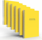 Custom Spiral Notebook Journals with a Yellow Colored Cover - 6 Pack of 5" x 8" – College Ruled, Hard Cover, 50 Sheets Per Book – For Journaling, Office, School Supplies, etc.