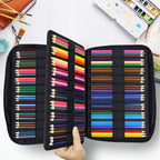 YOUSHARES 300 Slots Colored Pencil Bag - Handy Large Capacity Oxford Multi-Layer Zipper Pencil Bag for Prismacolor Colored Pencils & Gel Pen (Marble Purple)