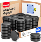 GAUDER Magnets for Whiteboard, Fridge & Bulletin Board - Strong Round Magnetic Discs - Black Magnets for Crafts (62 Pieces - 0.7" x 0.2")