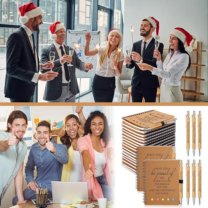 Moinchore 20 Sets Employee Appreciation Gift Inspirational Spiral Notebook with Bamboo Pen Sticky Note Thank You Valentines Day Gift for Coworker Office Staff Team Nurse Teacher (May You Be Proud)