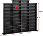 Prepac 4 Column Tall Cabinet Media, Quad Width Wall Storage, Black