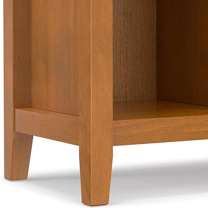 SIMPLIHOME Artisan Bookcase - 57 inch Tall 12-Cube Solid Wood Cube Organizer in Honey Brown, Transitional Storage Bookcase for Living Room, Study Room or Office with Fixed Shelves and Tapered Legs