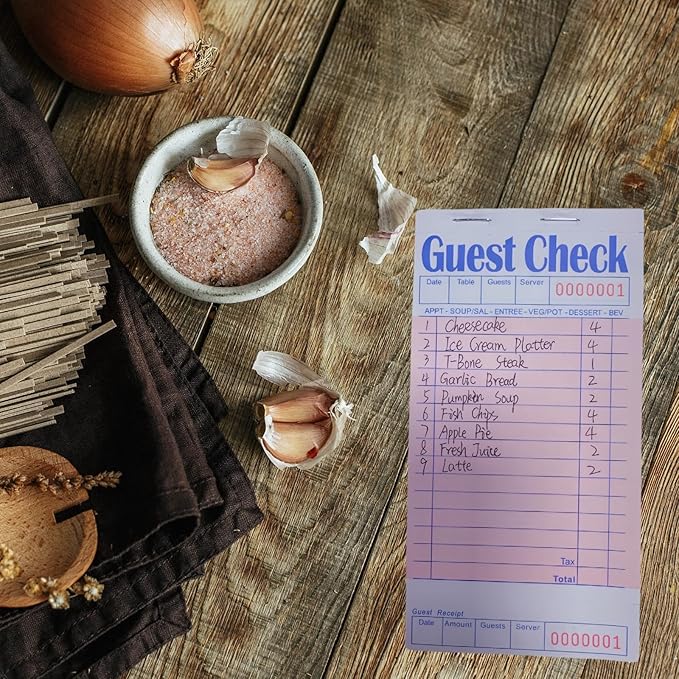 4 Pack Pink Guest Checks Books for Servers, Server Note Pads, Waiter Checkbook, Waitress Notepad for Restaurants Supplies, Order Pad Paper Checks 50 Sheets/Pack, 200 Total Tickets