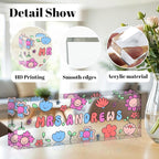 Personalized Name Plate for Desk, Custom Acrylic Desk Name Sign, Office Appreciation Gifts for Women Men Coworkers Boss Teacher Employee (Teacher)
