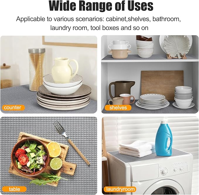 Songrey Non-Adhesive Drawer and Shelf Liner, Non Slip Cabinet Liners, Protect Kitchen Cupboard, Bathroom Drawers, Breathable, Thick Strong Grip mat (20IN x 20FT, Cream)