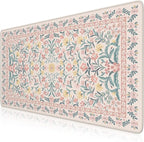 iCasso Pink Floral Desk Mat, Desk Pad, XXL Large Mouse Pad, Anti-Slip Big Mousepad with Stitched Edges, Computer Mouse Pads for Desktop for Women(Pink)
