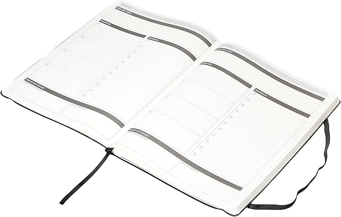 Amazon Basics Daily Planner and Journal, Soft Cover, 8.5 inch x 11 inch, Black