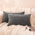 Amazon Basics Chenille Throw Pillow Covers, Home Decor Lumbar Cushion Cover for Bedroom Living Room Couch Bed, 12" W × 20" L, Dark Gray