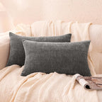 Amazon Basics Chenille Throw Pillow Covers, Home Decor Lumbar Cushion Cover for Bedroom Living Room Couch Bed, 12" W × 20" L, Dark Gray