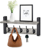 Sorbus Coat Hooks Wall Mount with Shelf – 16 Inch Coat Rack Wall Mount with 5 Heavy Duty Hooks – Floating Wall Shelf with Hooks for Entryway, Bathroom, Bedroom, Kitchen, or Mudroom (Gray)