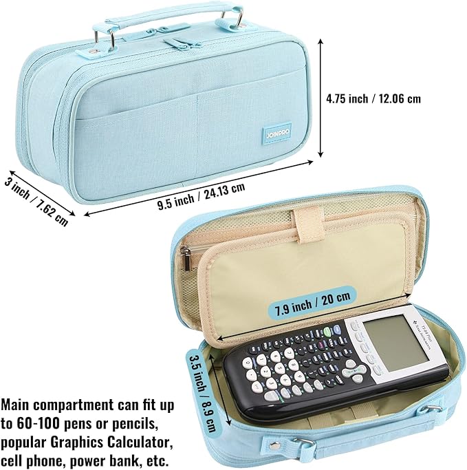 JOINPRO Pencil Case, Large Capacity Pencil Case Organizer; Double Zipper Storage Bag; Big Pencil Pouch for College School Office Teen Girl Boy Men Women Adult