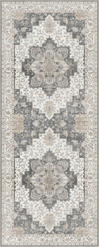 GENIMO 2x5 Runner Rugs for Hallway, Machine Washable Non Slip Vintage Retro Rugs, Low Pile Lightweight Soft Print Rug for enrtyway, Corridor, Home Office, Kitchen, Heathered Grey