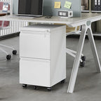 Fesbos 2 Drawer Vertical File Cabinet - Mobile Filling Cabinet with Lock for Legal/Letter Files - Office Storage File Cabinet with Wheels Under Desk - Assembly Required