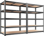 REIBII 2200LBS Storage Shelves 5 Tier Garage Shelving Heavy Duty, Adjustable Metal Shelving Unit, Garage Shelves for Basement, Warehouse, Pantry, Closet, Kitchen 72" H x 35.55" W x 16" D, 2 Pack | Heavy Duty, Adjustable, 2020LBS Capacity, Garage, Pantr...