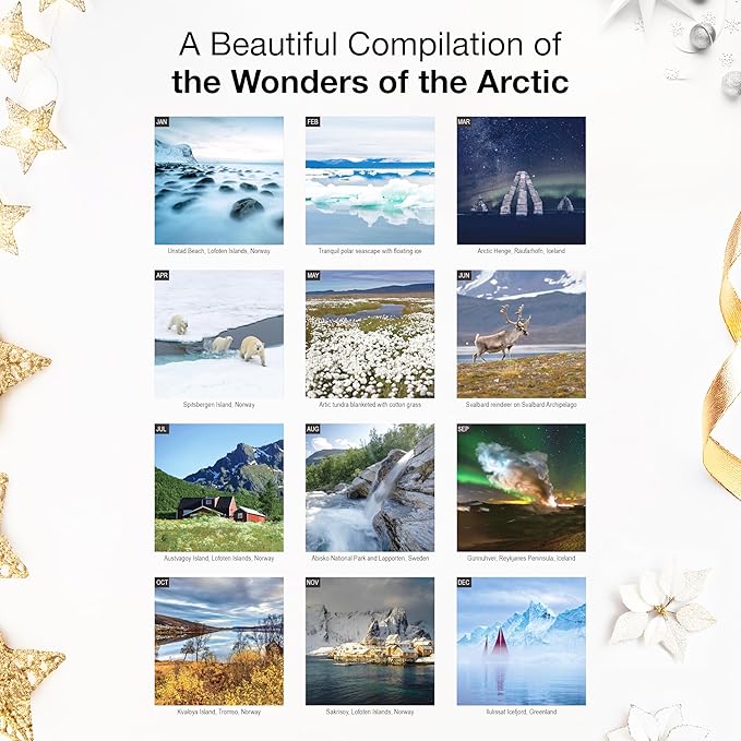 RED EMBER Arctic 2026 Wall Calendar 12 Month | 12" x 24" Open | Thick & Sturdy Paper | Holiday Gift | Travel Calendar 2026