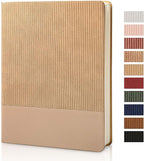 TSFPapier Lined Journal Notebook for Work College Ruled Note Book 5.79"x8.27"A5 PU Leather Daily Journaling 216 Pages for Women Men Writing Home School Supplies Business (Khaki)