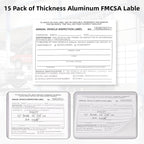 15-Pack Annual Vehicle Inspection Report Form, 3-Ply Carbonless Form and Hardboard, Includes 15-Pk 2-Ply FMCSA Vinyl Adhesive Label for Annual Inspections, DOT Compliant