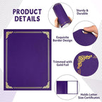 gisgfim 15Pcs Certificate Holders Diploma Covers Single Sided Gold Foil Border Award Covers for Letter Size 8.5x11 Certificates Cardstock Document Papers Storage Organizer (Purple)