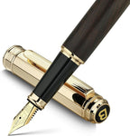 BEILUNER 316 Fountain Pen,Stunning Luxury Blackwood,24K Gilded Nib(Fine),Gorgeous 24K Gold Finish, Ink Converter,Fancy Gift for Men&Women-Elegant,Executive,Graduation Pens for Writing, BK-F
