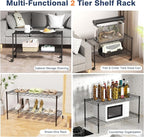 VANZBON 2-Tier Wire Shelving Unit,36" Wx18 Dx19.5 H,Wire Shelves Rack with Lockable Wheels,2 Shelf Height Adjustable Metal Storage for Living Room,Kitchen,Pantry,Closet,Office,Laundry
