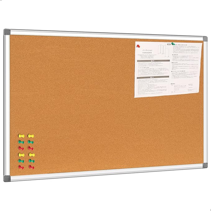 Cork Bulletin Board, Bulletin-Boards, Notes Board, Memo Board, 18 x 24inch, Silver Aluminum Frame