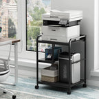 Fannova Printer Stand with Storage Shelf for Home Office Organization, 22 x 18 Inch Large Printer Table with Wheels, Shredder Stand, CPU Stand, Rolling Cart for Host Computer, PC Tower, Desktop- Black