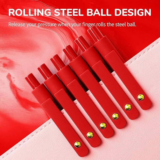 UIXJODO Red Pens, 6 Pcs Red Ink Pens Fine Point Smooth Writing Pens, 0.5mm Colored Ink Gel Pens for Journaling Note Taking, School Supplies Gifts for Women (6 Pcs Gold Red - Red Ink)