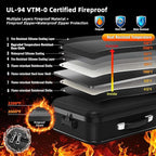 Deelhety Fireproof Document Box - 8-Layer Hard Shell Fire Proof Safe for Home Documents, Water Resistant File Organizer for Desk Money, Safety Box for Passports Certificates Laptop