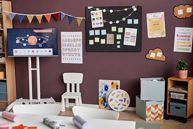 Yunihome Large Bulletin Board - Foldable 36x17.5 Inches Cork Board Alternative with 20 Push Pins, Self-Adhesive Felt Bulletin Board for Wall, Home Office Classroom Decor