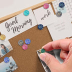 50Pcs Push Pins, Shiny Diamond Glitter Rhinestone Decorative Thumb Tacks for Photo Wall, Cork Board, Bulletin Board & Desk Accessories (Silver)