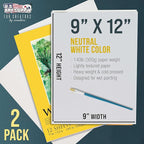U.S. Art Supply 9" x 12" Premium Heavyweight Watercolor Paper Pad, Pack of 2 (12 Sheets Each), 140lb (300gsm) - Cold Pressed, Acid-Free, Wet, Water Color Paper - for Artists, Students
