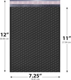 Black Poly Bubble Mailers 7.25x12 inch #1 | Self Seal Padded Envelopes | Cushioned Bubble Mailer | Usable Size 7.25x11 | WaterProof | Lightweight mailing Shipping Bags | 100 Pack Bulk | Made in USA
