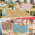 Cinrobiye 24 Pcs Boho Privacy Folders Standard for Students Cardboard Shields Test Privacy Boards Motivational Words Desk Dividers Shield for Classroom School Study Supplies (Boho)
