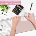 HAUTOCO Hardcover Accounting Ledger Book for Small Business Bookkeeping Horizontal Money Expense Tracker Notebook with 2 Storage Pouch, Personal Columnar Log Journal 10.78 x 8'', Rose Gold