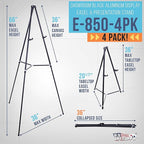 U.S. Art Supply 66" High Black Metal Display Art Easel (4 Pack) - Large Adjustable Height Portable Easel Stand, Sign Display, Holds 25 lbs - Floor & Tabletop Easels, Sign Stand