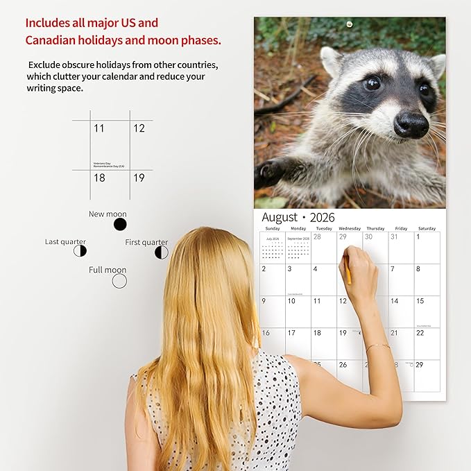2026 Wall Calendar,Funny Calendar 2026, November 2025 - December 2026, Wall Calendar Funny Animal Memes, 12" x 24" Opened, Full Page 12 Months Thick Paper for Gift Calendar Organizing Planning