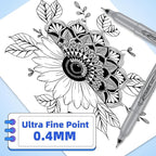 Permanent Markers, Ultra Fine Point, Black, 40 Count, 0.4mm, Fine tip permanent marker set, quick dry, waterproof, fading resists, durable, marks on paper, glass, ceramic, plastic, wood, rock, metal