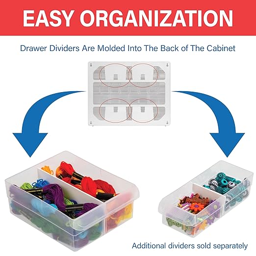 Akro-Mils 24-Drawer Plastic Drawer Storage Cabinet for Garage Organization, Bead Organizer, Building Bricks Storage, Teacher Toolbox, Makeup Organizer, 20" W x 6" D x 16" H, 10124 Red