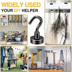 DIYMAG Magnetic Hooks for Hanging Cubicle Accessories, 30lbs 2026 Cruise Cabin Ship Essentials N52 Magnetic Hook Heavy Duty Strong Magnets Fridge for Classroom Beach Kitchen Grills 10 Pack Black