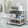 Fannova Printer Stand, 32.3" x 18.9" x 32.1" Extra Large Printer Table with Adjustable Storage Shelf, 3 Tier Rolling Printer Cart with Industrial Wheels for Home Office, White