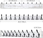 SKOLOO Coat Rack Wall Mounted - 38.3'' Long, Wooden, Heavy Duty, Rustic Coat Hooks for Wall, Wall Coat Rack with 10 Triple Hooks for Hanging Clothes, Jacket, Hat(Weathered White)
