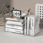 FANXIYQ 4-Tier Clear Acrylic Paper Tray Organizer for Desk with 2 Matching Bookends – Stackable Letter Tray Set, Stackable Paper Trays, Acrylic Desk Accessories/File Organizer, Office Organizer