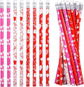 emzrivo 24 PCS Valentines Pencils Bulk Holiday Pencil with Top Erasers Wood Pencils for Classroom, 4 Style(24)