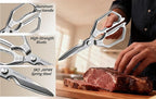 Kitchen Scissors Silver - Stainless Steel Shear, Sharp Meat Cutting Scissors Dishwasher Safe, Poultry Shears Heavy Duty, Japanese Cooking Scissor for Food, Christmas Gifts for Men Women