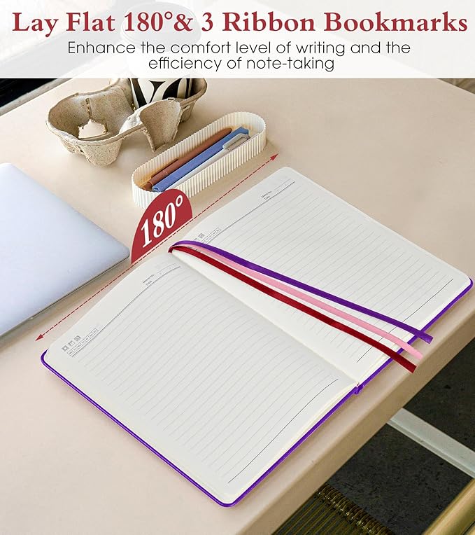 PAIBAS Lined Journal Notebook for Women Men, 160 Pages, A5 Hardcover Vintage Leather Journaling Notebooks for Work, School, Note Taking, Travel, Bible Study, Daily Diary for Writing 5.8"x8.5" (Purple)